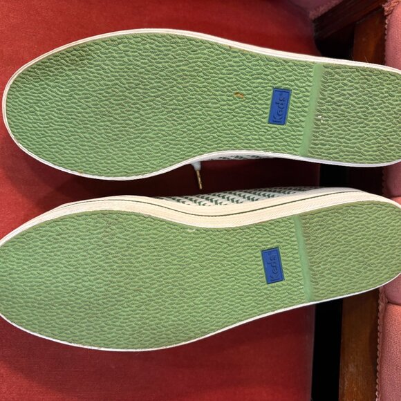 Kate Spade Green and White Multi-woven Keds platform Sneakers, NWOT, Size 8.5 - Picture 6 of 8